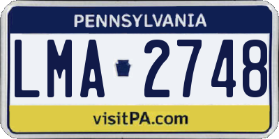 PA license plate LMA2748