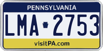PA license plate LMA2753