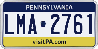PA license plate LMA2761