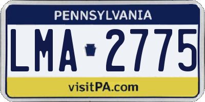 PA license plate LMA2775
