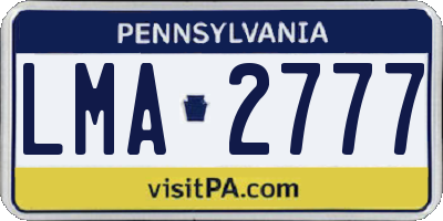 PA license plate LMA2777