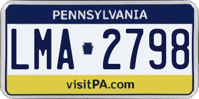 PA license plate LMA2798