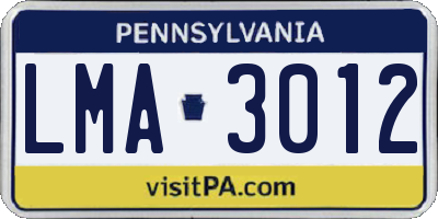 PA license plate LMA3012