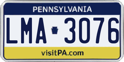 PA license plate LMA3076