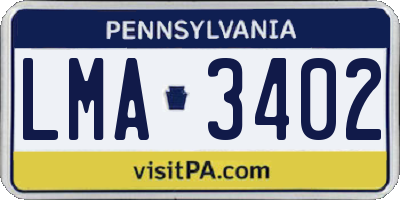 PA license plate LMA3402