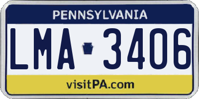 PA license plate LMA3406