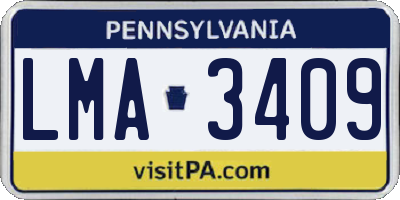 PA license plate LMA3409