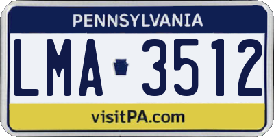 PA license plate LMA3512
