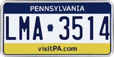 PA license plate LMA3514