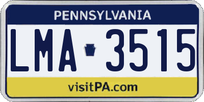 PA license plate LMA3515