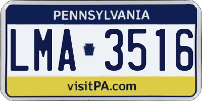 PA license plate LMA3516