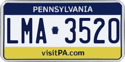 PA license plate LMA3520