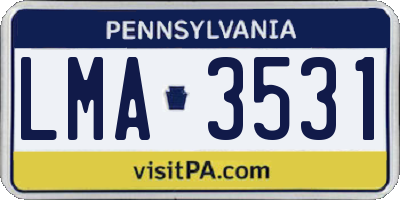 PA license plate LMA3531