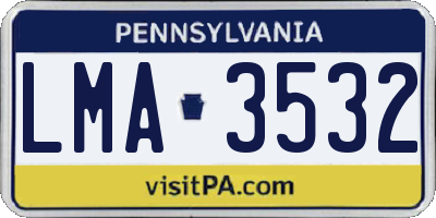 PA license plate LMA3532