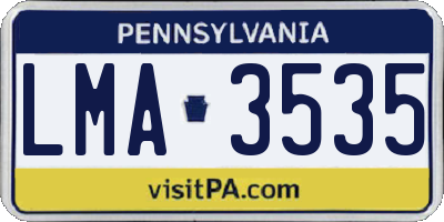 PA license plate LMA3535