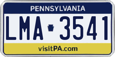 PA license plate LMA3541