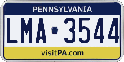 PA license plate LMA3544