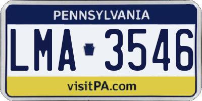 PA license plate LMA3546