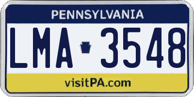 PA license plate LMA3548