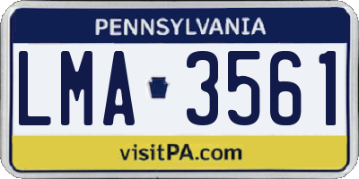 PA license plate LMA3561