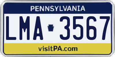 PA license plate LMA3567