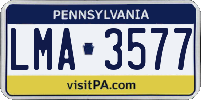 PA license plate LMA3577