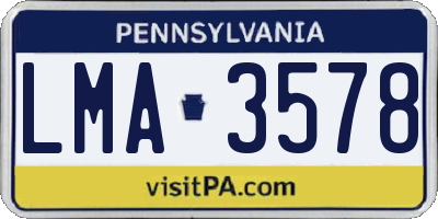 PA license plate LMA3578
