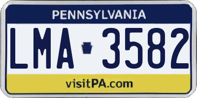 PA license plate LMA3582