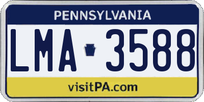 PA license plate LMA3588