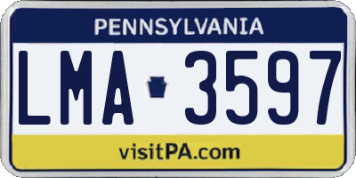 PA license plate LMA3597