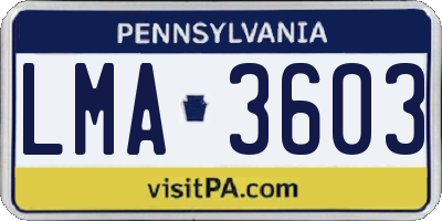 PA license plate LMA3603