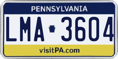 PA license plate LMA3604