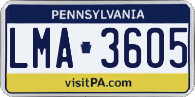 PA license plate LMA3605