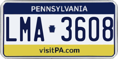 PA license plate LMA3608