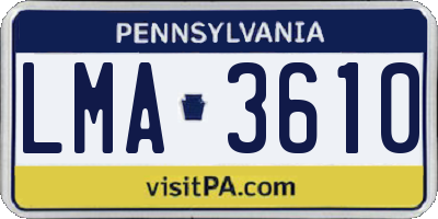 PA license plate LMA3610