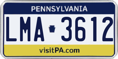 PA license plate LMA3612