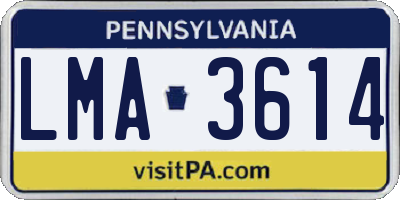PA license plate LMA3614