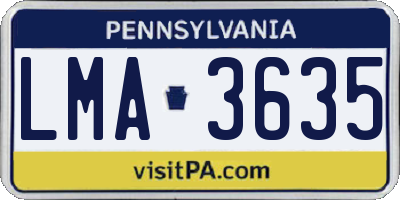 PA license plate LMA3635