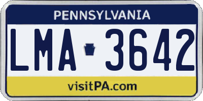 PA license plate LMA3642