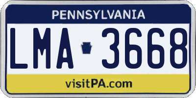 PA license plate LMA3668