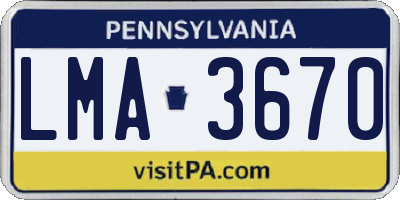 PA license plate LMA3670