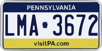 PA license plate LMA3672
