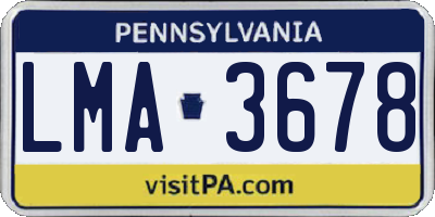 PA license plate LMA3678