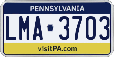 PA license plate LMA3703