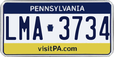PA license plate LMA3734