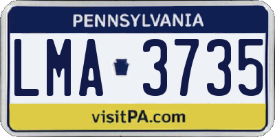 PA license plate LMA3735