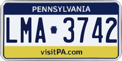 PA license plate LMA3742