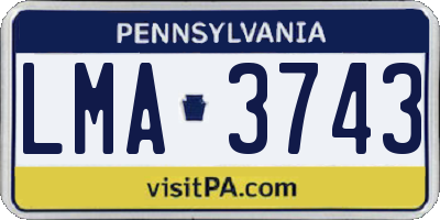 PA license plate LMA3743