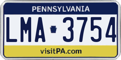 PA license plate LMA3754