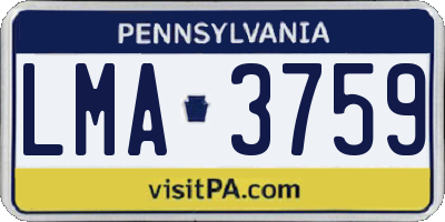 PA license plate LMA3759